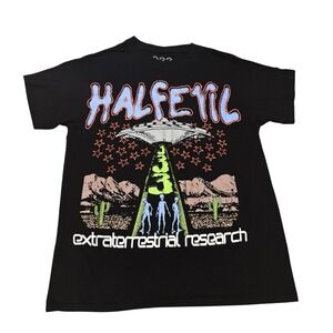 Half Evil‎ 333 Graphic Tee Mens Medium Extraterrestrial Research Alien Colorful